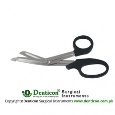 Universal Bandage Scissor Plastic Handle - Black Stainless Steel, 14.5 cm - 5 3/4"
